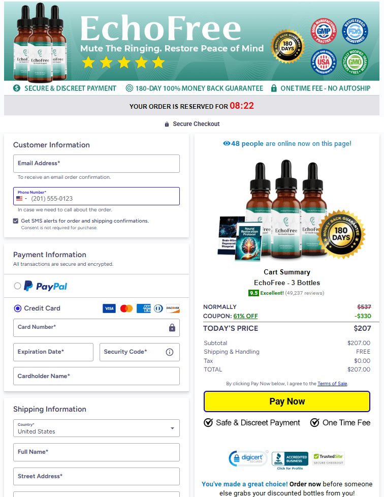 EchoFree order page